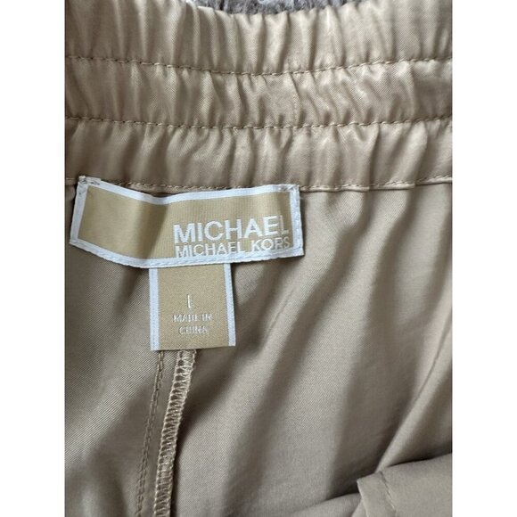 Michael Kors Satin Utility Cargo Pants Women’s Sz L Khaki pull on New - Picture 14 of 16
